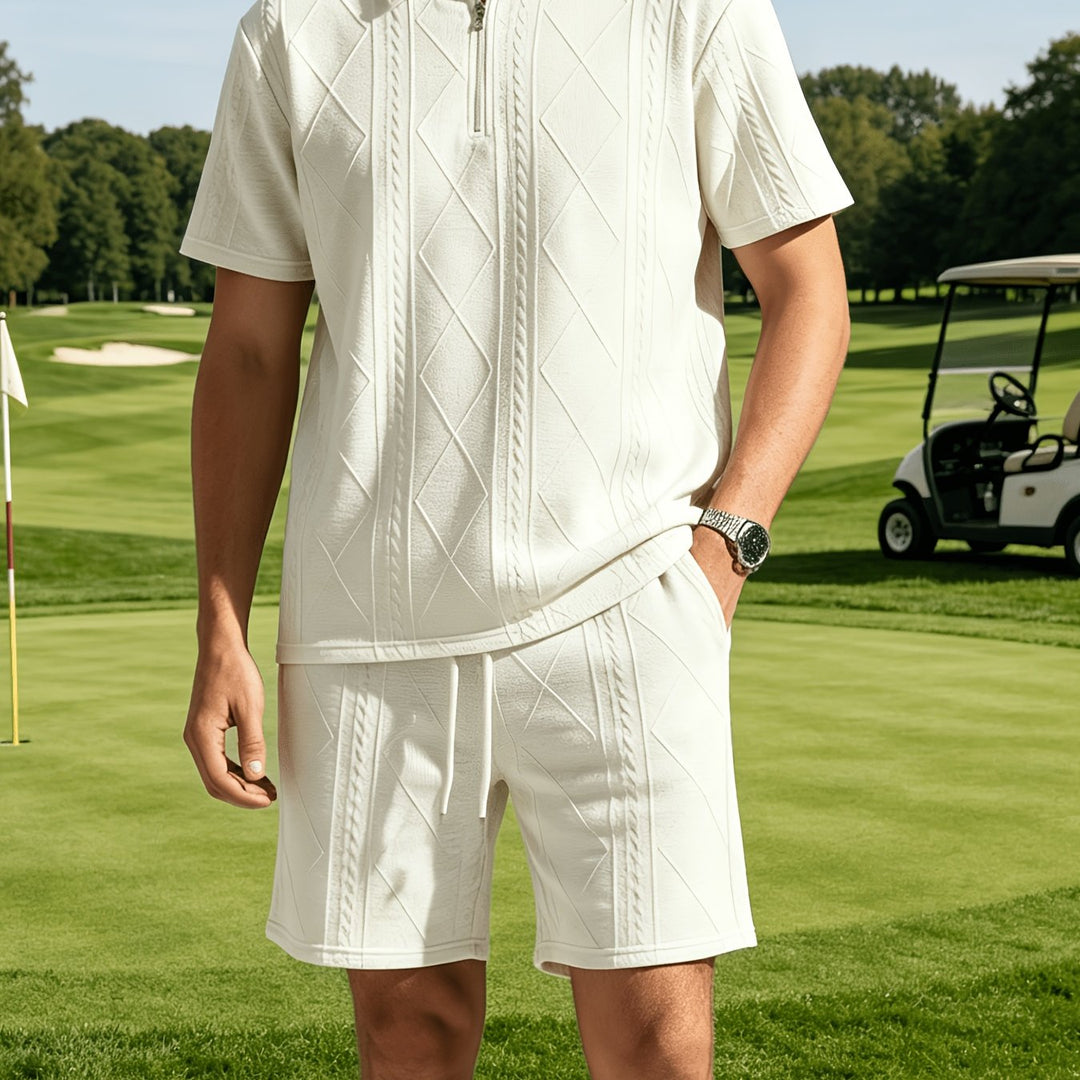 Ronan | Men's Retro Geometric Shirt & Shorts Set