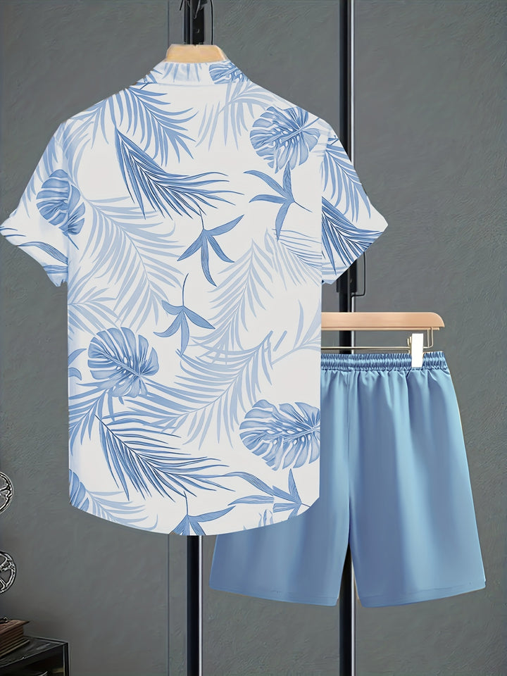 Cayman | Men's Botanical Print Short Sleeve Shirt & Shorts Set
