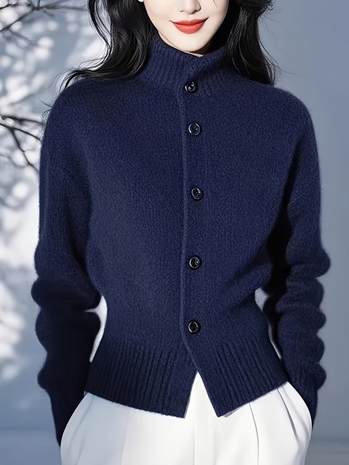 Sabine | Button-Front Mock Neck Cardigan