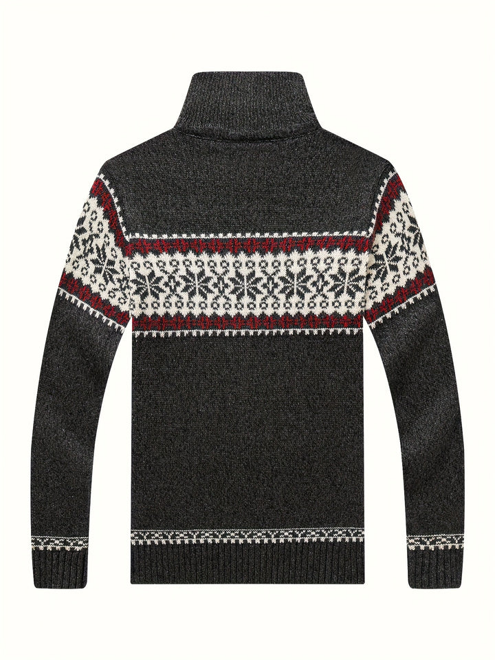 Gregory | Snowflake-Knit Zip Cardigan