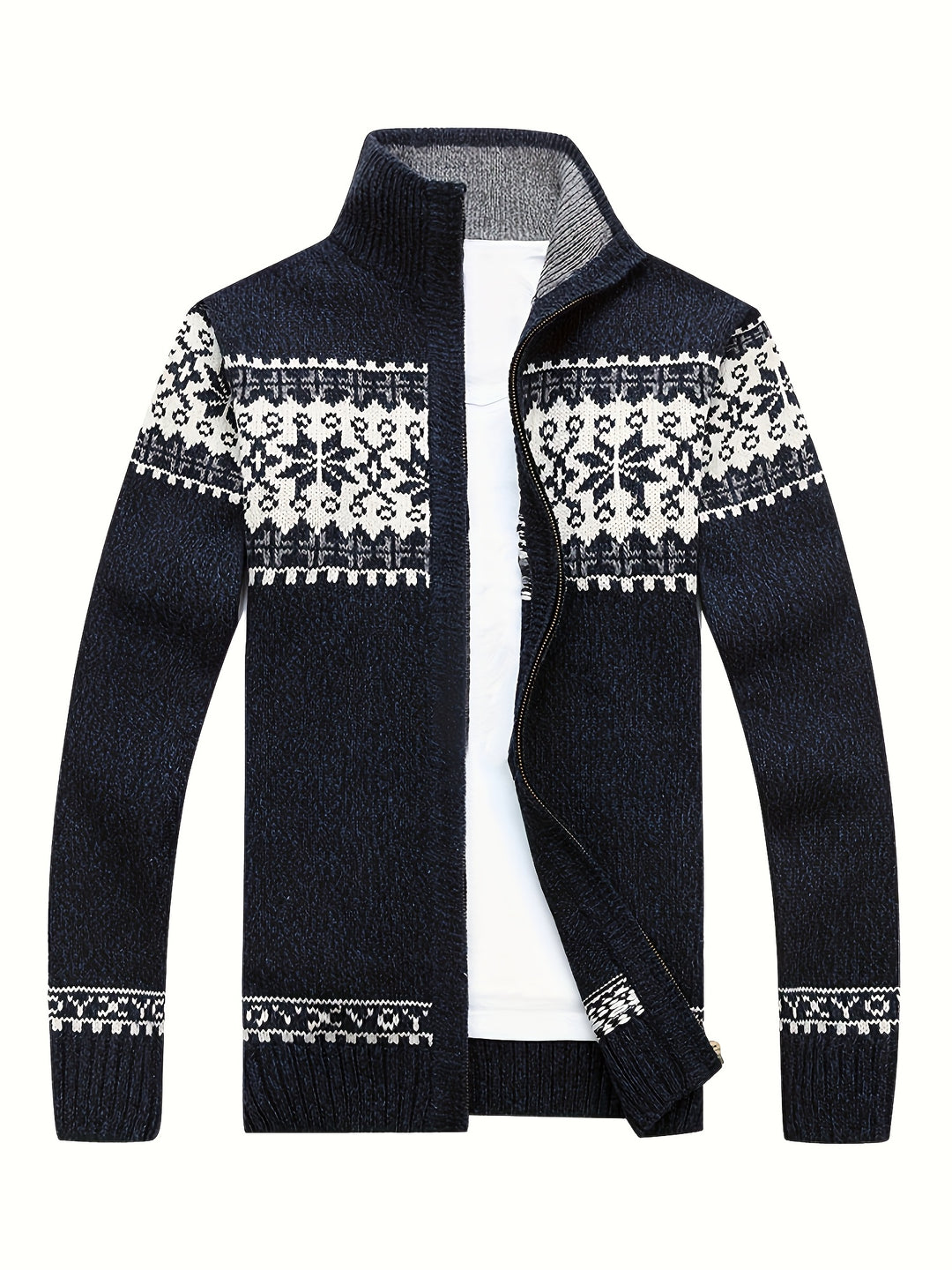 Gregory | Snowflake-Knit Zip Cardigan