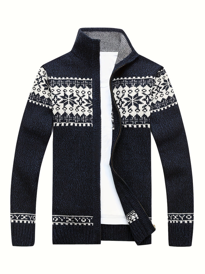 Gregory | Snowflake-Knit Zip Cardigan