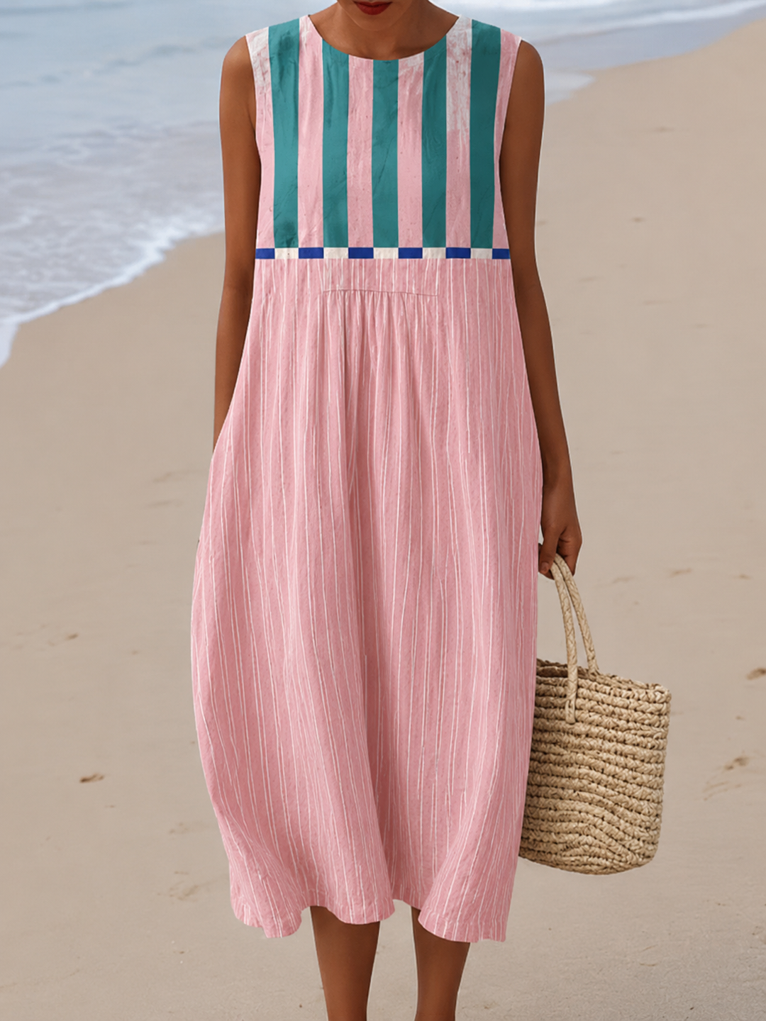 Amara | Colorblock Striped Midi Dress