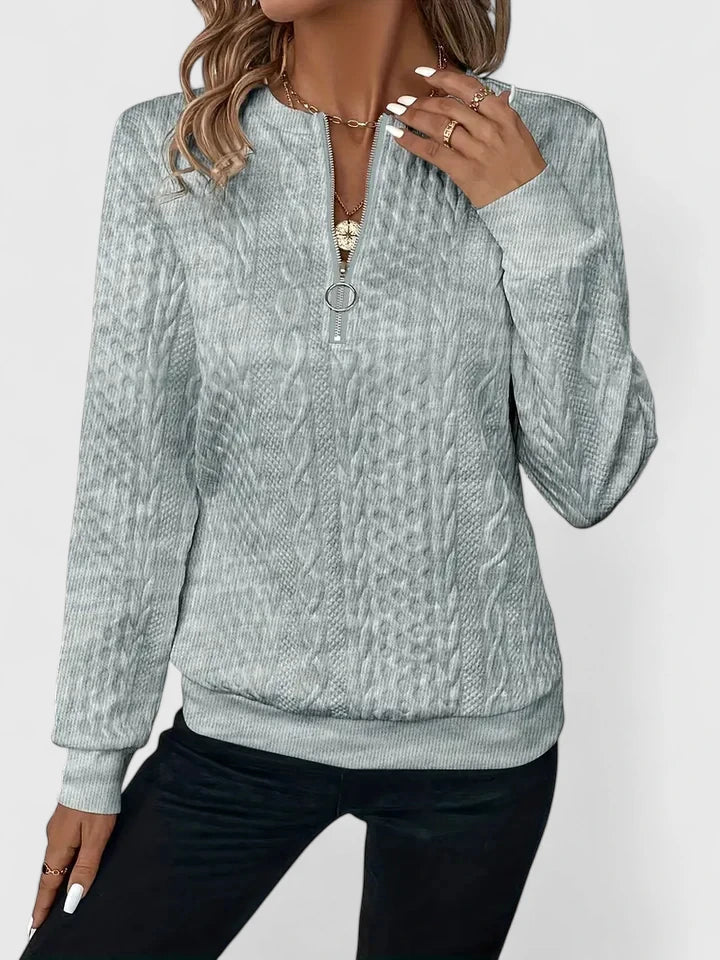 Whitney | Textured Half-Zip Sweater