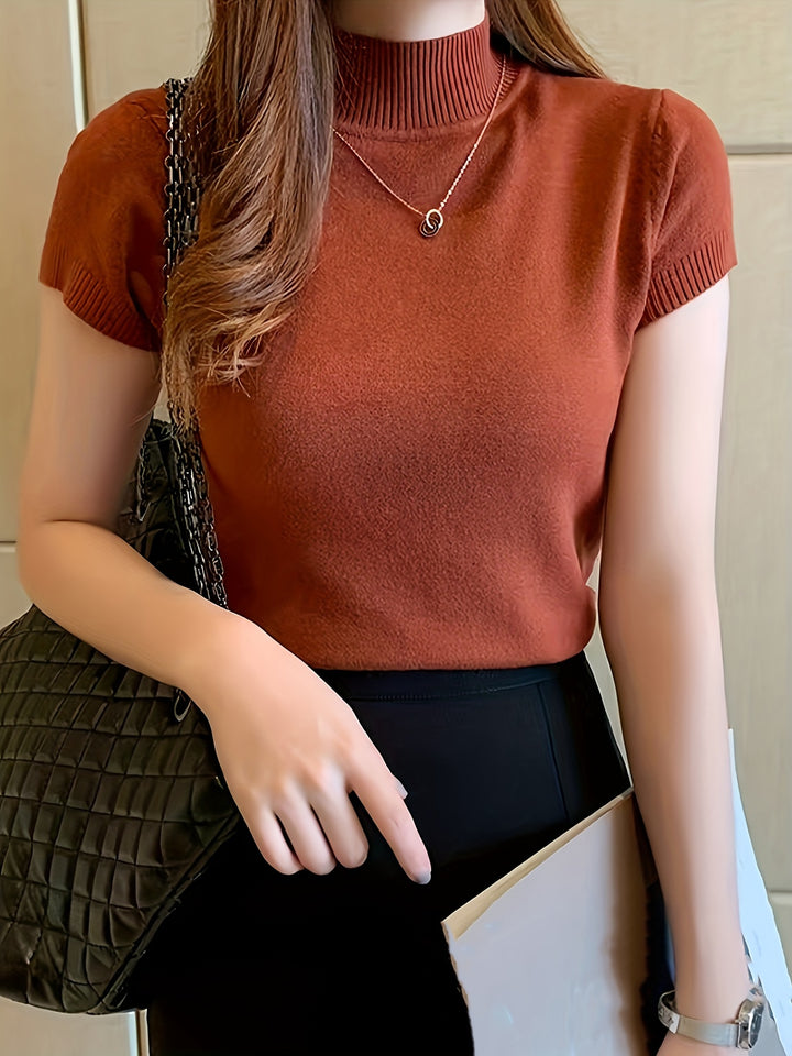 Marguerite | Refined Mock-Neck Short Sleeve Top
