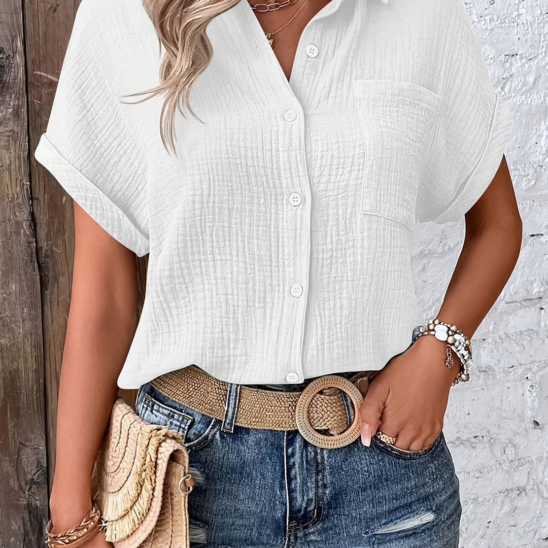 Harlow | Women's Textured Oversized Button-Up Shirt