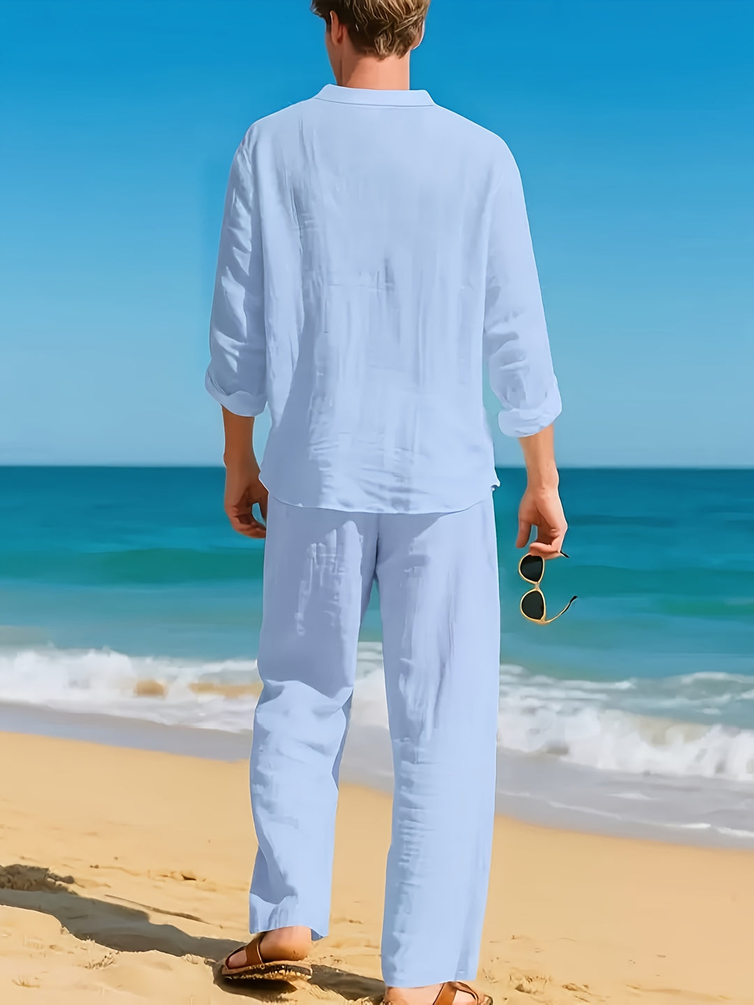 Faro | Men's Linen Long Sleeve Top & Trousers Set