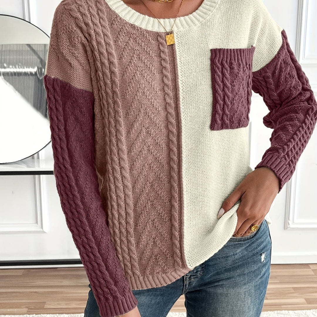 Harriet | Color-Block Cable-Knit Sweater