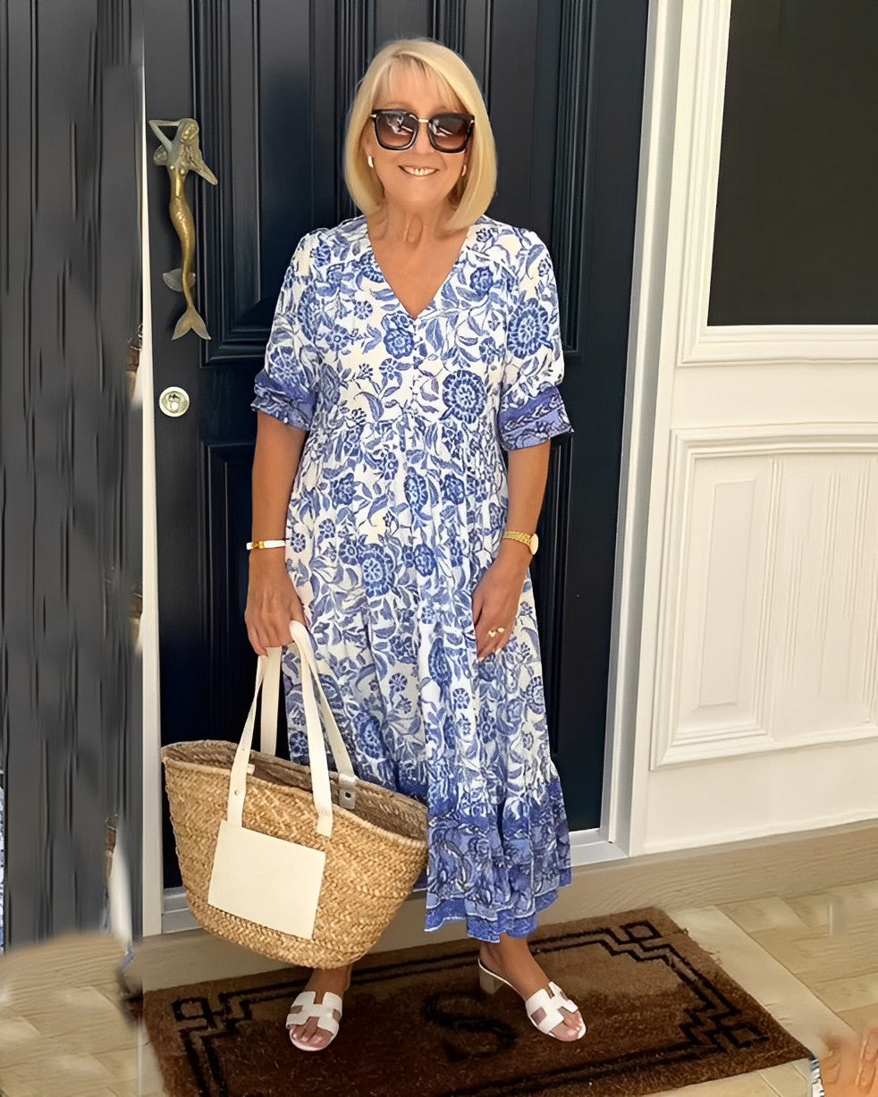 Maeve | Graceful V-Neck Floral Dress