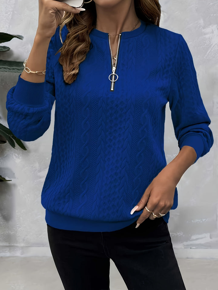 Corinne | Textured Half-Zip Sweatshirt