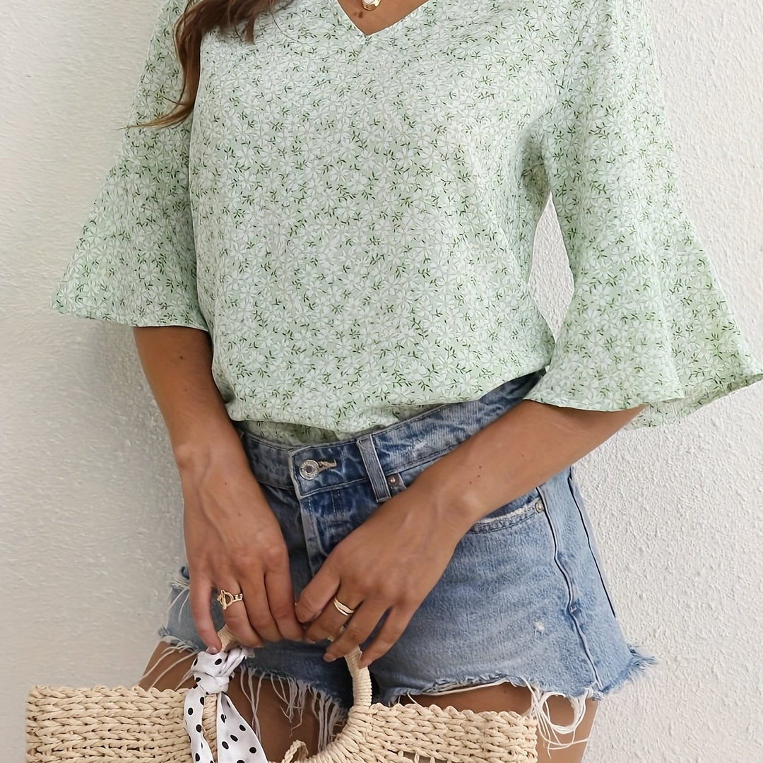 Marianne | Floral Ruffle-Sleeve Blouse