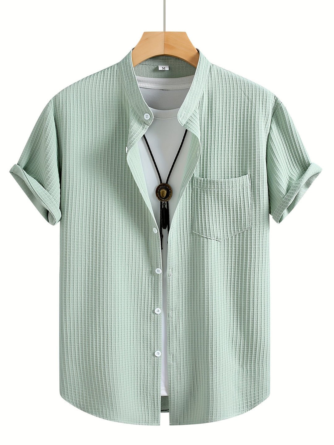 Byron | Men's Waffle Stand Collar Short Sleeve Shirt
