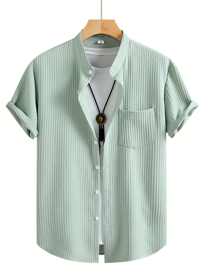 Byron | Men's Waffle Stand Collar Short Sleeve Shirt