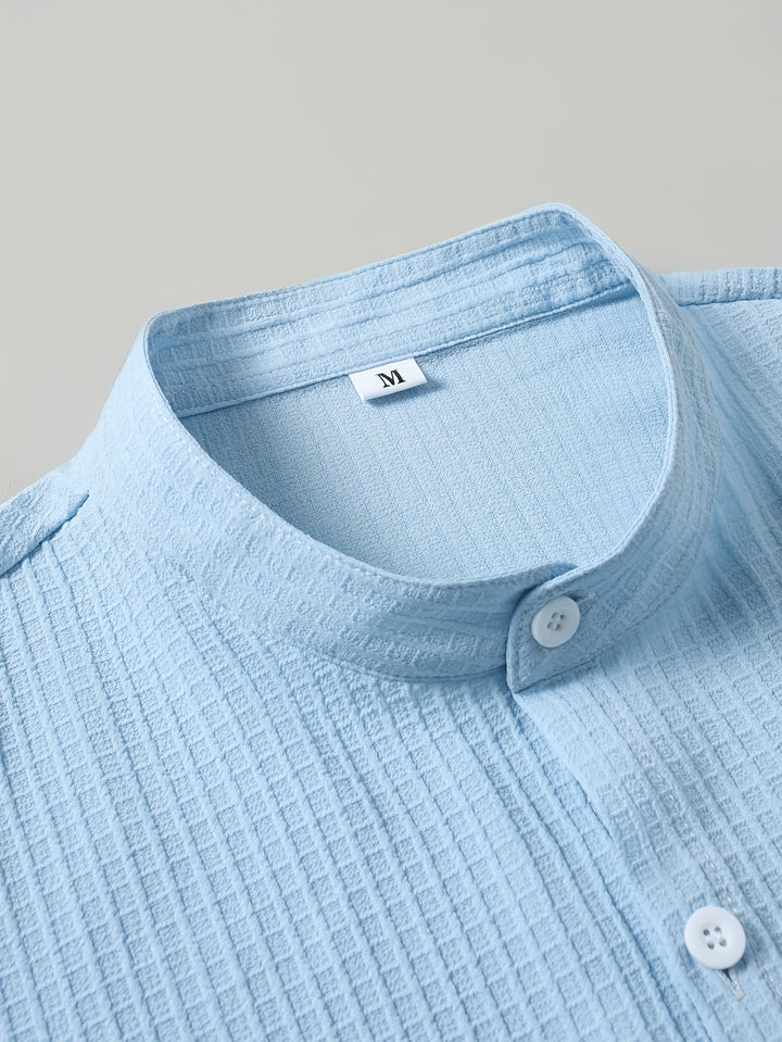 Byron | Men's Waffle Stand Collar Short Sleeve Shirt