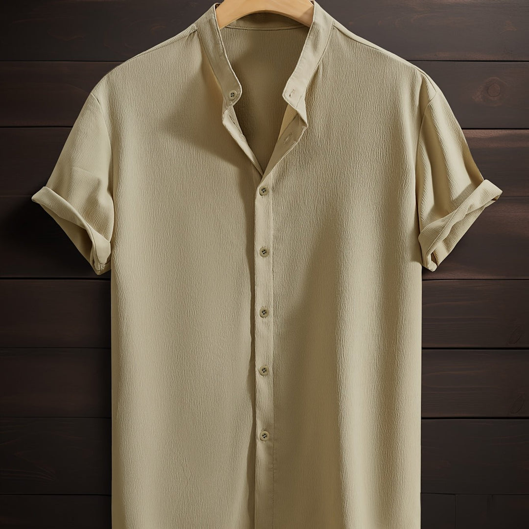 Harlan | Men's Textured Stand Collar Short Sleeve Shirt