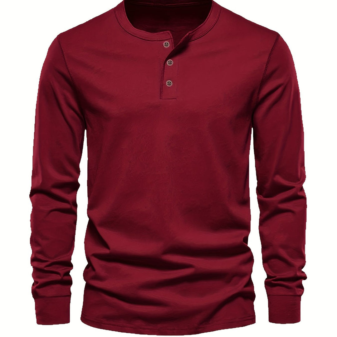 Seth | Men's Long Sleeve Cotton Henley