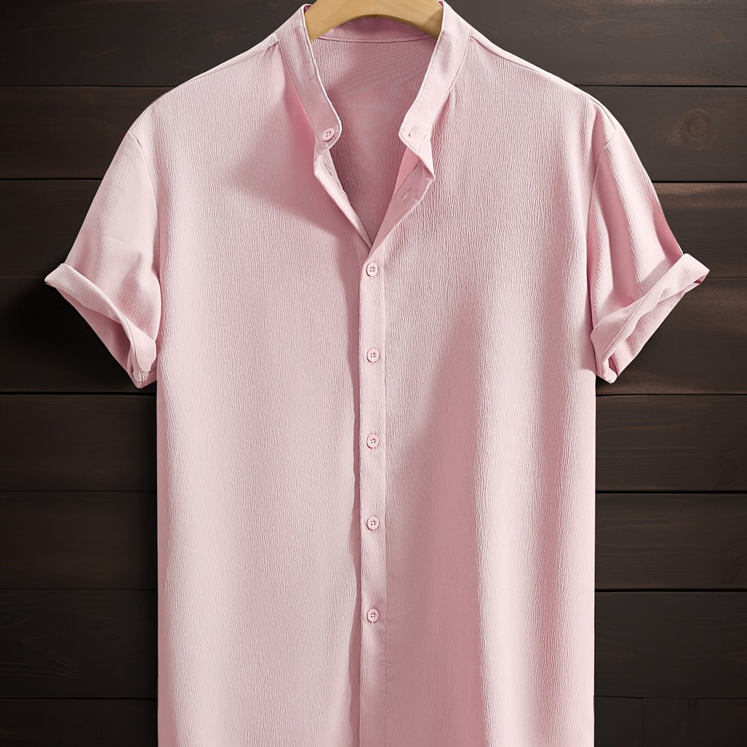 Harlan | Men's Textured Stand Collar Short Sleeve Shirt