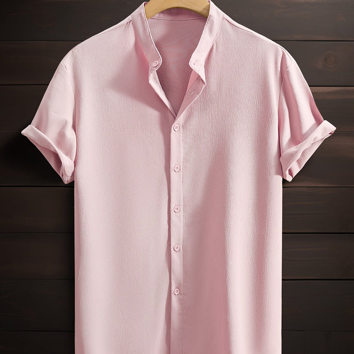 Harlan | Men's Textured Stand Collar Short Sleeve Shirt