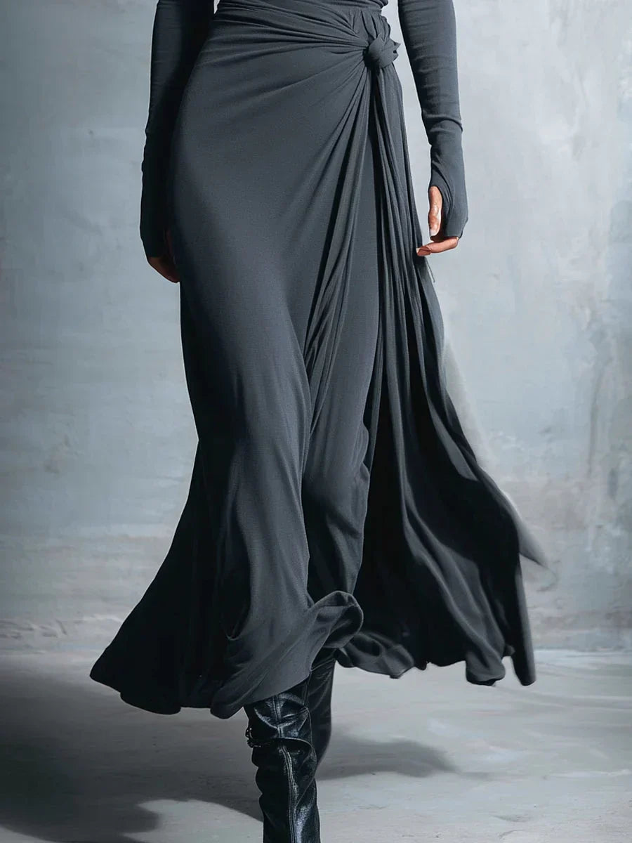 Lenora | Draped Side-Knot Maxi Dress