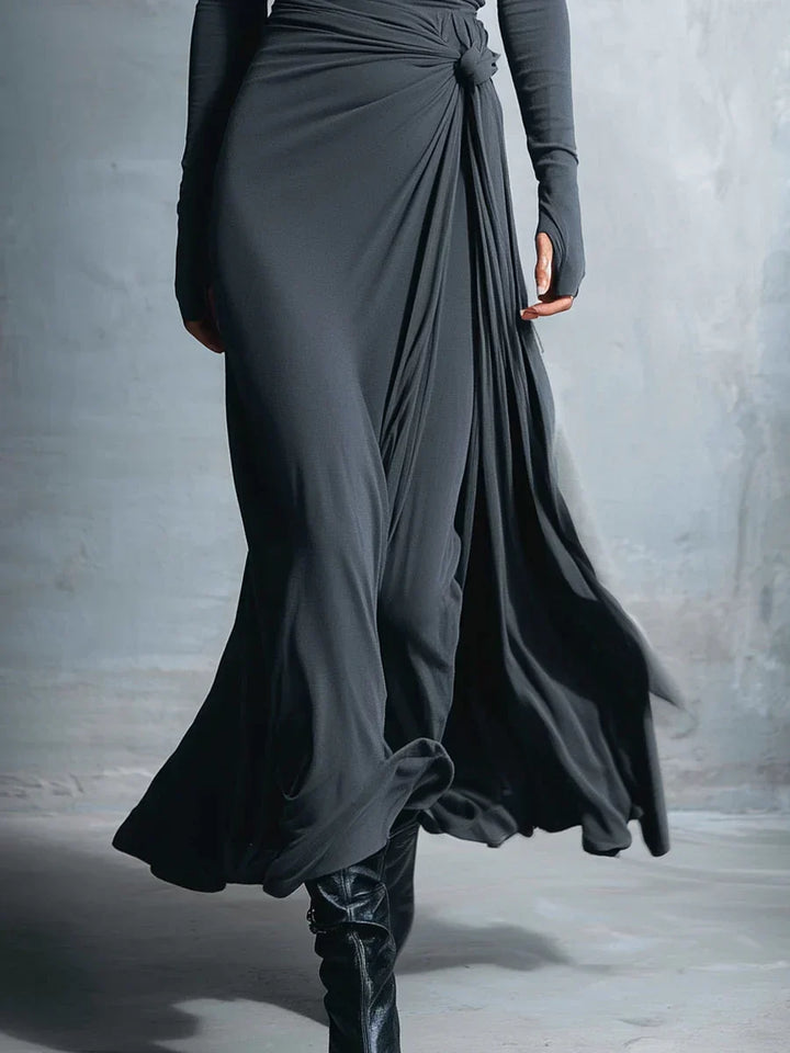 Lenora | Draped Side-Knot Maxi Dress