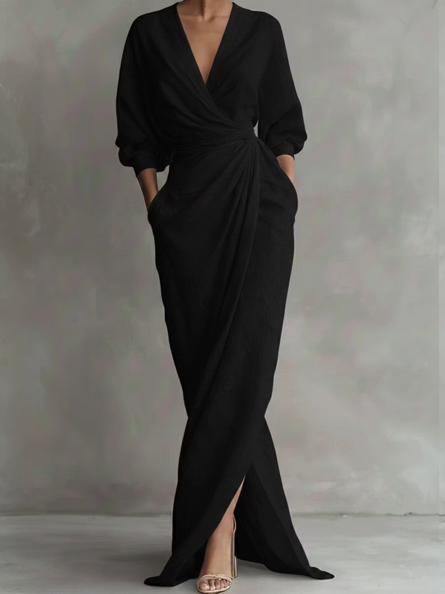 Marigold | Draped Wrap Maxi Dress
