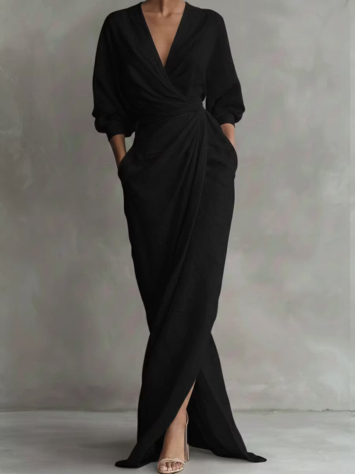 Marigold | Draped Wrap Maxi Dress