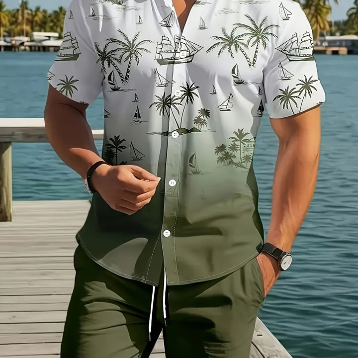 Whitaker | Men's Palm Print Shirt & Shorts Set