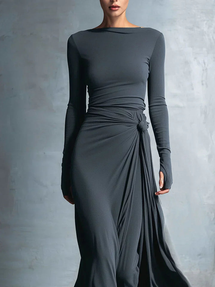 Lenora | Draped Side-Knot Maxi Dress