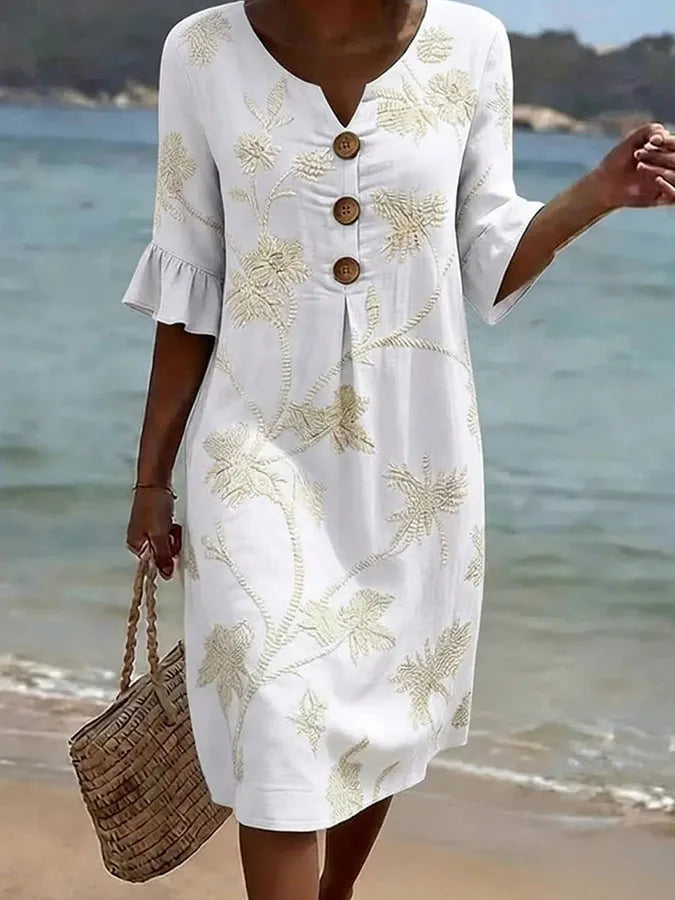Annabel | Botanical Print Midi Dress