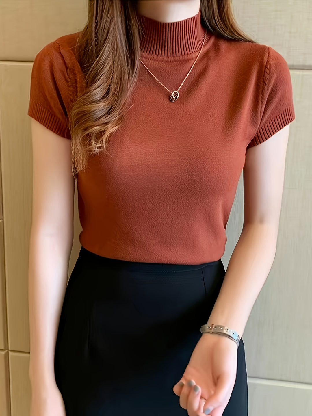 Marguerite | Refined Mock-Neck Short Sleeve Top