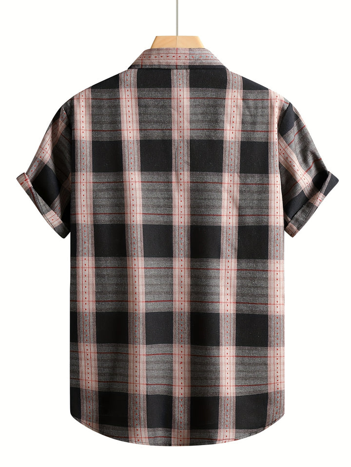 Rhys | Men's Plaid Turn-Collar Short Sleeve Polo