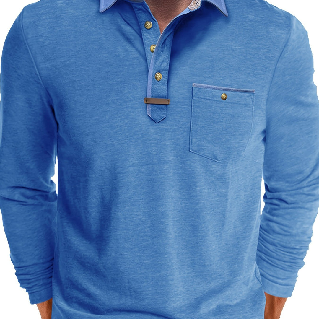 Joel | Men's Contrast Collar Long Sleeve Polo