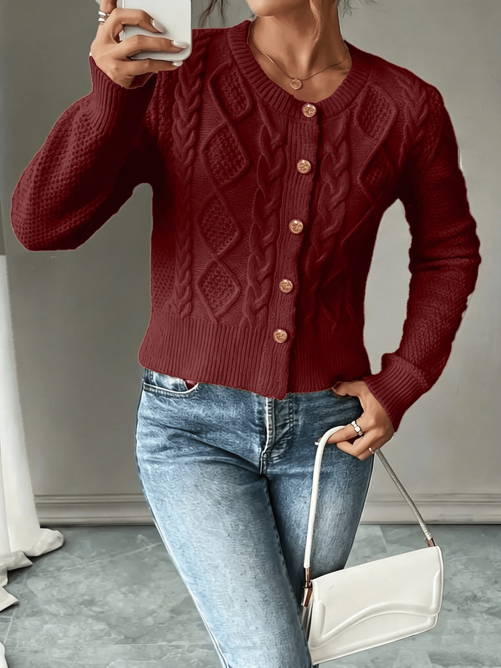 Eleanor | Cable-Knit Button-Front Cardigan