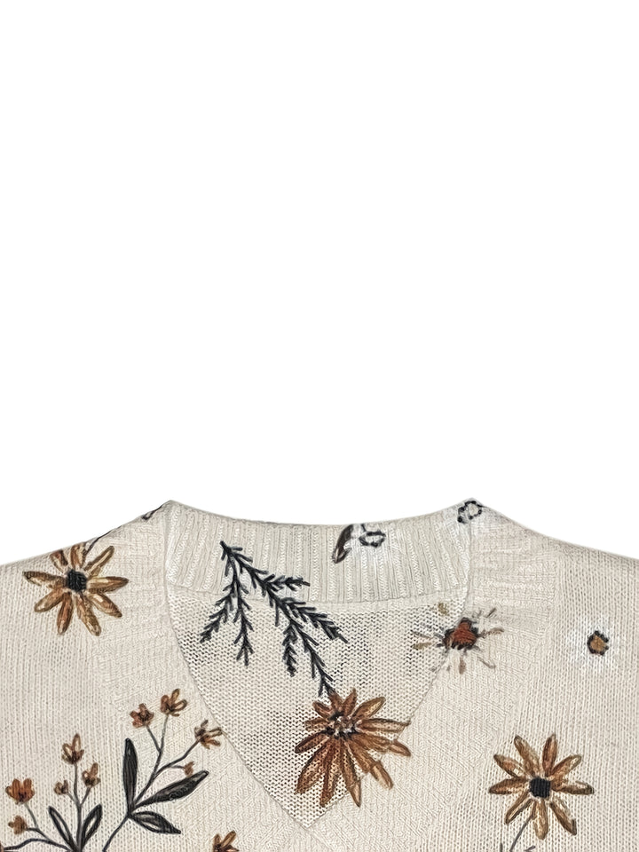 Gemma | Botanical V-Neck Sweater