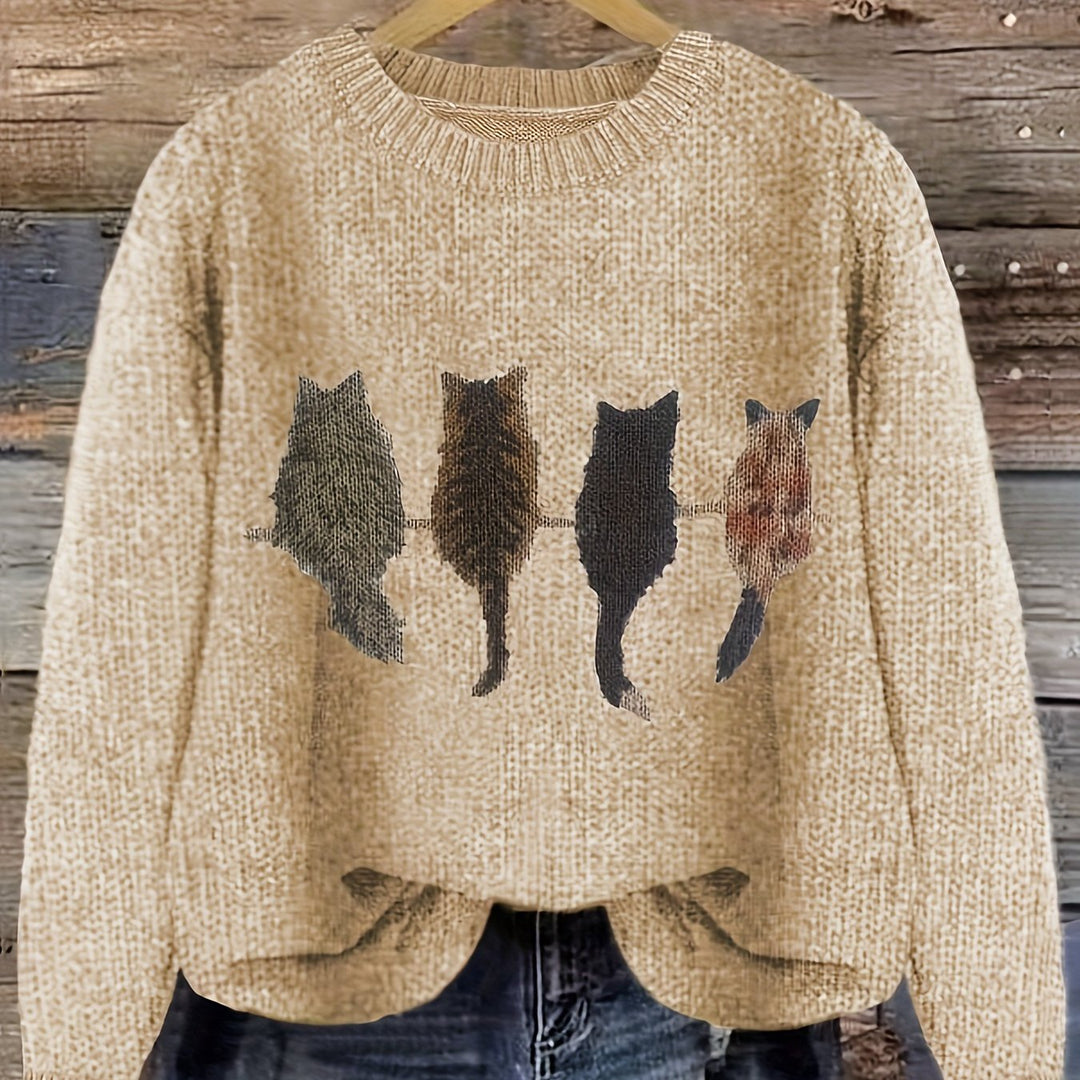 Lydia | Cozy Cat-Print Sweater