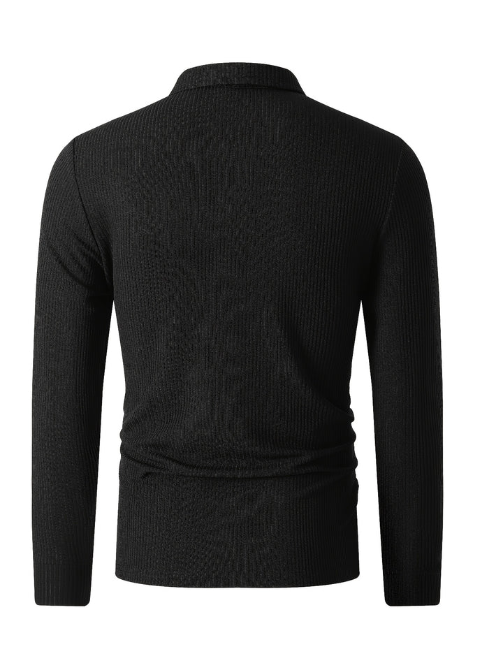 Derek | Men's Ribbed Knit Quarter-Zip Polo