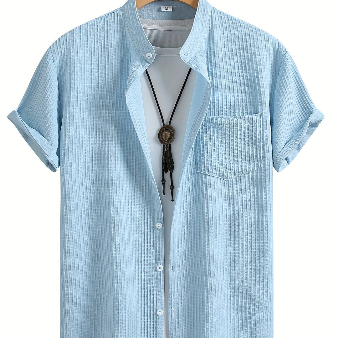 Byron | Men's Waffle Stand Collar Short Sleeve Shirt