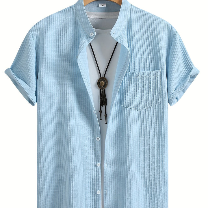 Byron | Men's Waffle Stand Collar Short Sleeve Shirt