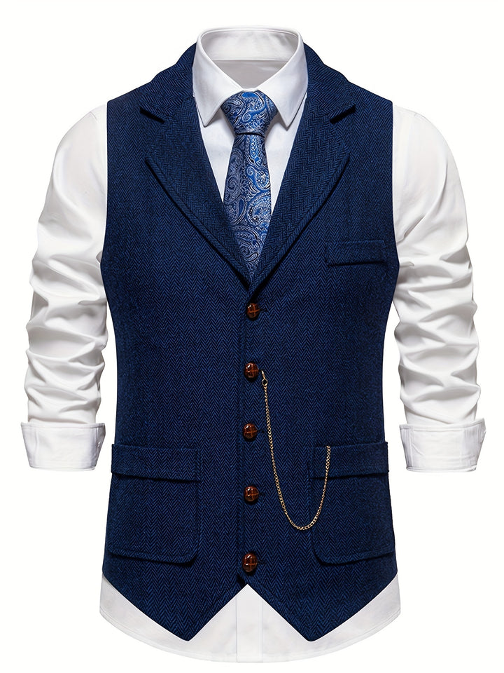 Edmund | Herringbone Single-Breasted Vest