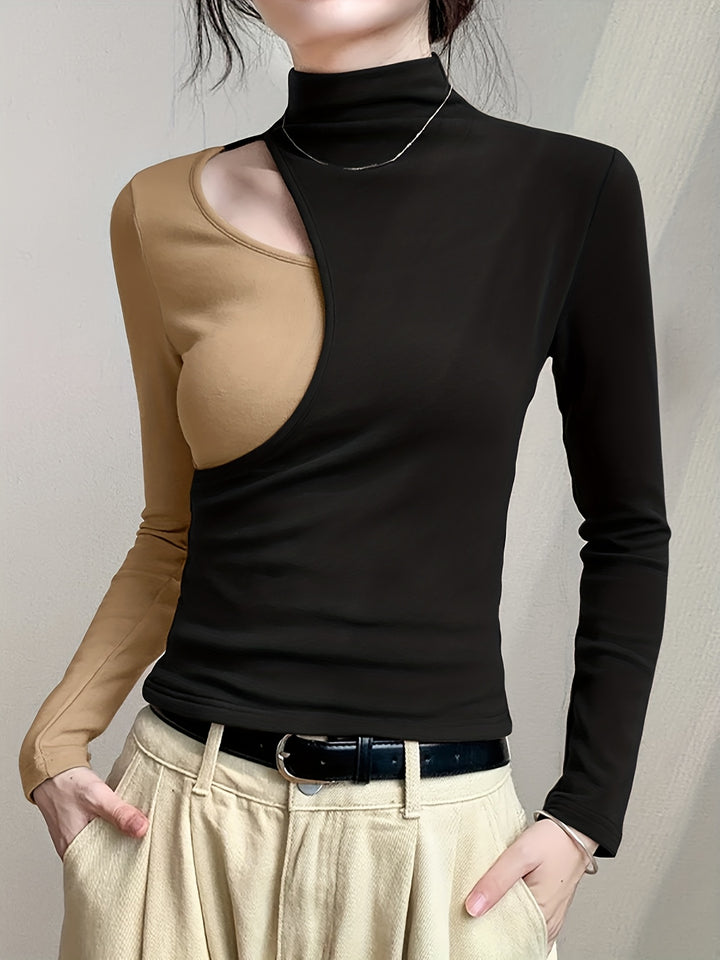 Vivian | Color Block Mock Neck Top