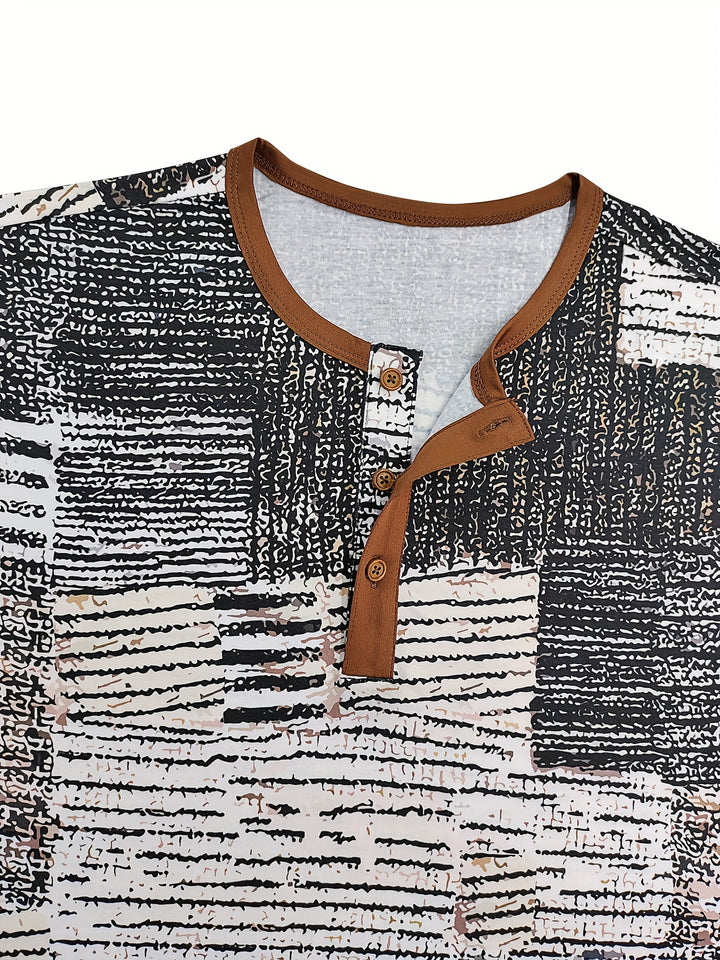 Wilder | Men's Abstract Patchwork Henley Tee