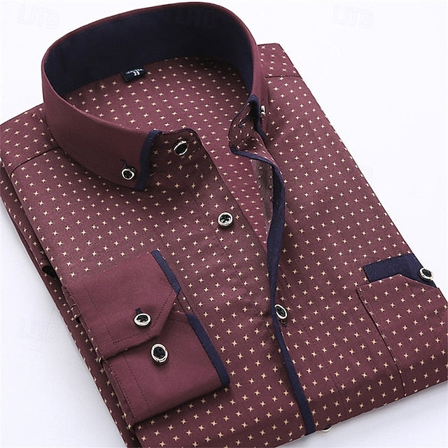 Glenn | Men's Polka Dot Long Sleeve Dress Shirt