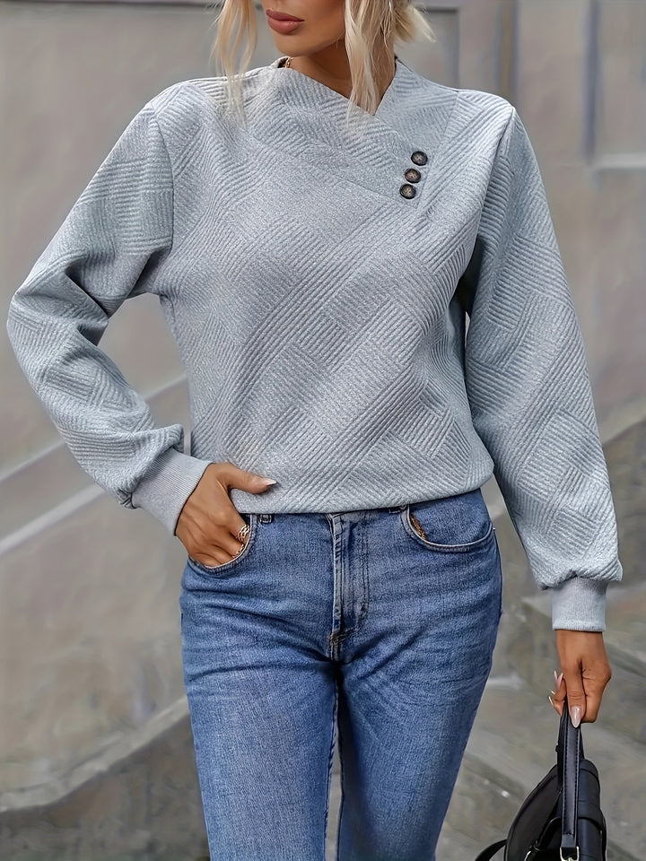 Rosemary | Button-Accent Asymmetrical Sweater