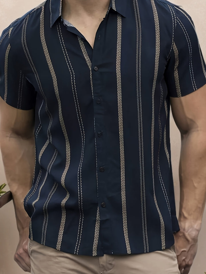 Pierce | Men's Vertical Stripe Short Sleeve Shirt