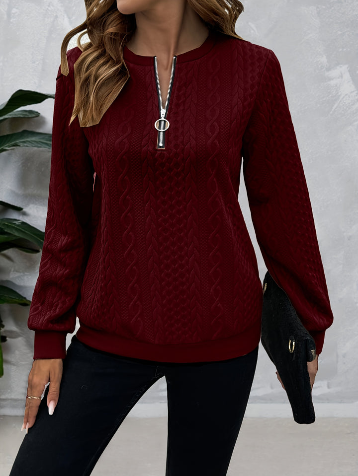 Corinne | Textured Half-Zip Sweatshirt