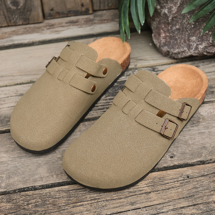 Oskar | Men's Double-Buckle Suede Clog Mule