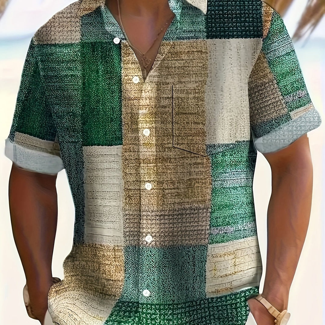 Gable | Men's Coloured Geometric Short Sleeve Shirt