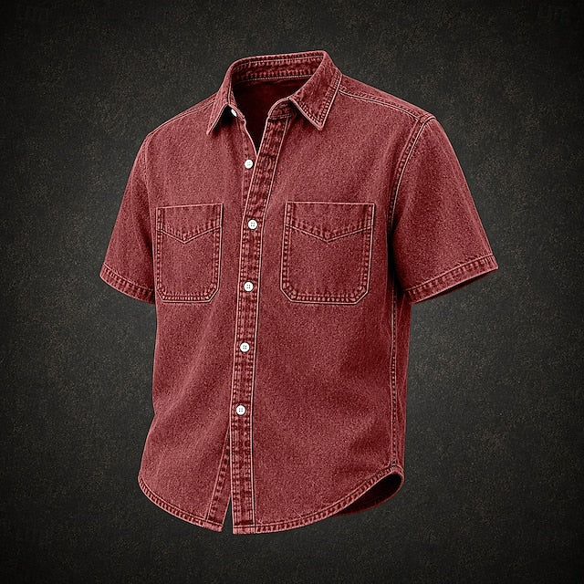 Gideon | Men's Washed Denim Short Sleeve Shirt
