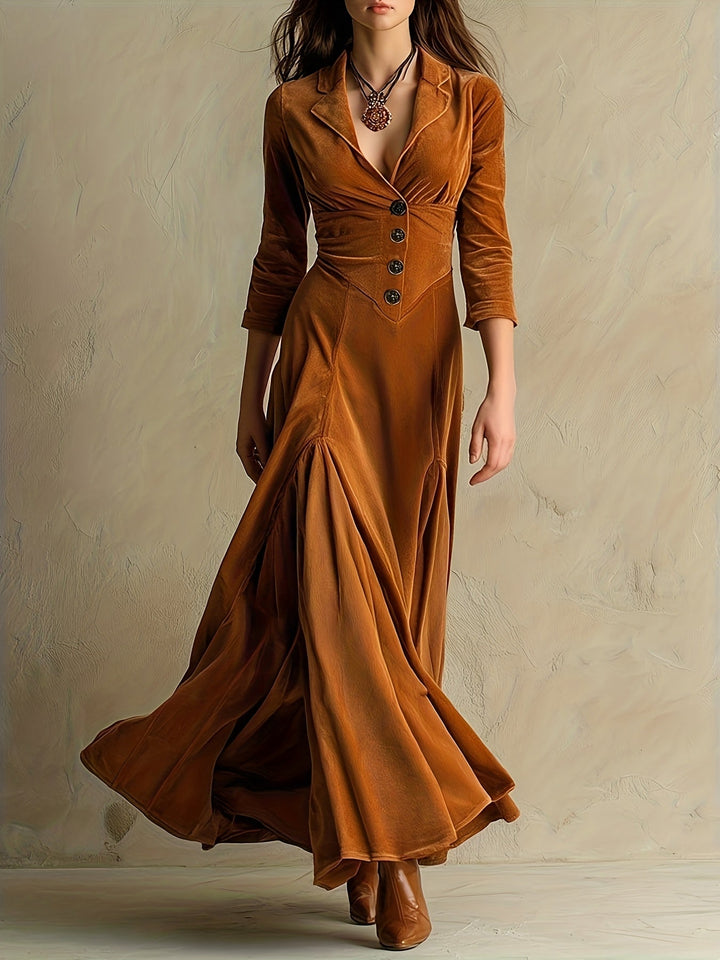 Amabel | Elegant Button-Front Collar Maxi Dress