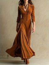 Amabel | Elegant Button-Front Collar Maxi Dress